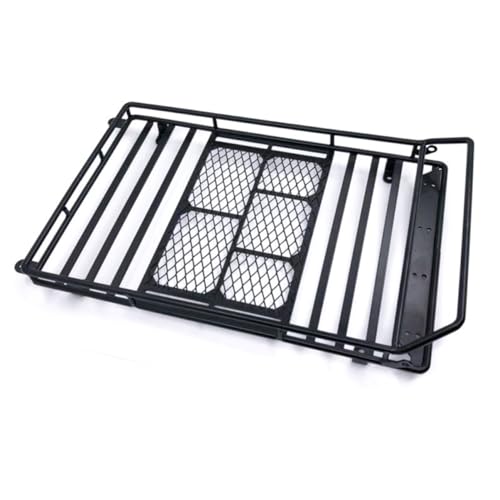 BESTonZON Car Roof Luggage Rack with Light Bar for Rc Crawler Cargo Holder for Storage and Decoration Compatible with Models Black