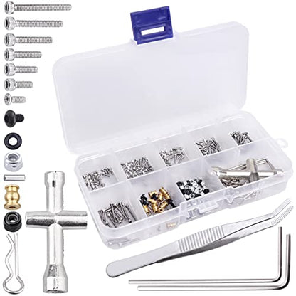 HobbyPark 280pcs SCX24 Screw Kit Screws Assortment Set Hardware Fasteners for Axial SCX24 Gladiator Chevrolet C10 Deadbolt B17 Betty Wrangler JLU CRC Bronco 1/24 Crawler