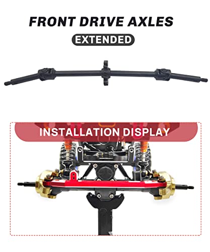 2Pcs Steel Front Axle Drive Shaft SCX24 CVD Set 1/24 Axial SCX24 (+4mm) | Extended 4mm,For C10/JLU/Bronco/Gladiator/Deadbolt RC Crawler Car,CNC Machined,High Strength,Non Destructive Installation - size: +4mm