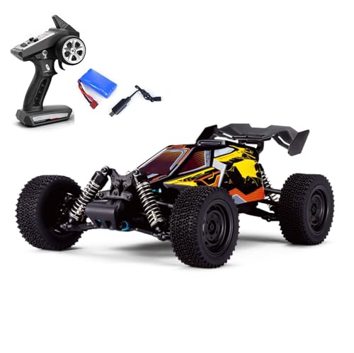 TOUCAN RC HOBBY Muti-Terrain 1/16 16201 2.4GHz Sync Remote Control Electric Off Road Vehicle PVC Body AWD RC Model Car RC390 Motor RTR for Adult - color: Yellow