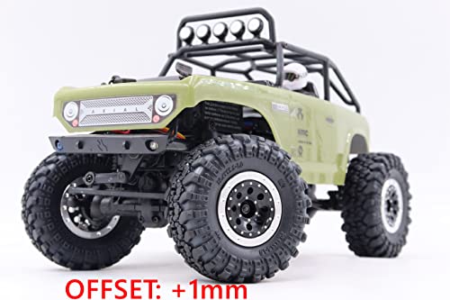 Adjustable Offset 1.0 rc Wheels Rims Silver Black & 1/24 Tires, Heavy 1.0 Beadlock Wheels and Tires for 1:24 RC Crawler Axial SCX24 Upgrade,(4-Pack, Assembled) - color: Silver & Black