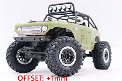 Adjustable Offset 1.0 rc Wheels Rims Silver Black & 1/24 Tires, Heavy 1.0 Beadlock Wheels and Tires for 1:24 RC Crawler Axial SCX24 Upgrade,(4-Pack, Assembled) - color: Silver & Black