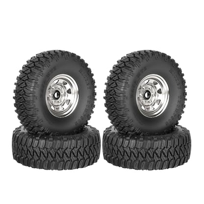 4PCS 1.55 inch Aluminum Metal Beadlock Wheels Rim and 95mm Rubber Tires Set Replacement for 1/10 RC Crawler Car for D90 TF2 Tamiya CC01 CC02 LC70 JIMNY Axial AX90069 Upgrade Parts(Silver) - color: Silver