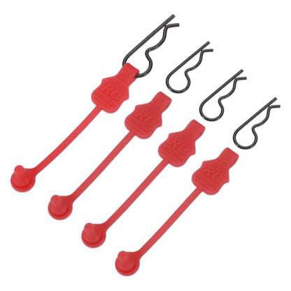MECCANIXITY 4 Pcs RC Body Clip Retainers, 1.2mm Rod RC Clips Shell Fixed Buckle Lock Springy R Pins Shell Replacement Parts for All 1/8 1/10 Scale Model Car Crawler Truck(Red/Black) - color: Red Tab Black Clip