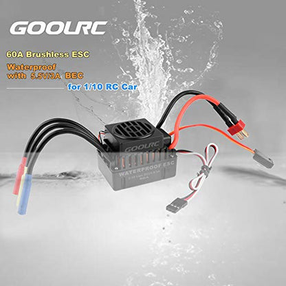 GoolRC BL3650 Brushless Motor, 3900KV Brushless Motor & 60A Waterproof ESC Combo, 4‑Pole 12‑Slot High Torque, 3.175mm Shaft, Accessory for Modification Enthusiasts 1/10 RC Cars & Trucks