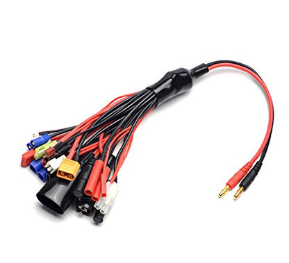 Readytosky 19 in 1 Lipo Battery Charger Adapter Convert Cable | Banana Plug to JST/T-Plug/XT60/EC3/EC5/HXT 4mm, For RC Car Drone