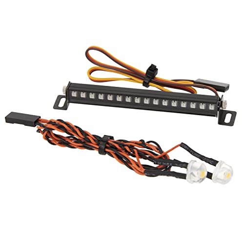 MEUS RACING TRX4M Roof Light Bar Headlights Kit with 16 Beads 8 Light Modes for MEUS TRX4M Ripper Body 1/18 RC Crawler Car Upgrade Parts（with 2 Headlights） - style: Roof Light + 2 Headlights