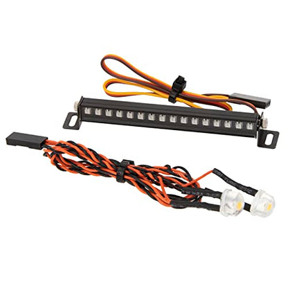 MEUS RACING TRX4M Roof Light Bar Headlights Kit with 16 Beads 8 Light Modes for MEUS TRX4M Ripper Body 1/18 RC Crawler Car Upgrade Parts（with 2 Headlights） - style: Roof Light + 2 Headlights