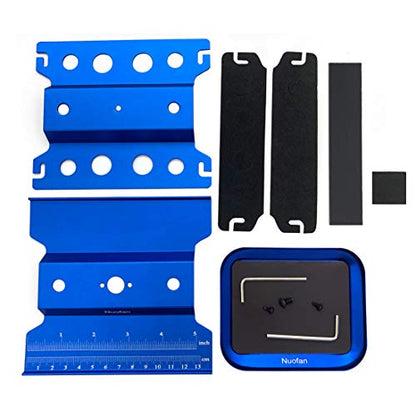 RC Car Work Stand Aluminum Repair Workstation 360 Degree Rotation Lift Lower w/Screw Tray for 1/8 1/10 1/12 1/16 Scale Traxxas TRX4 Axial Arrma Redcat Losi RC Crawler Monster Truck Buggy