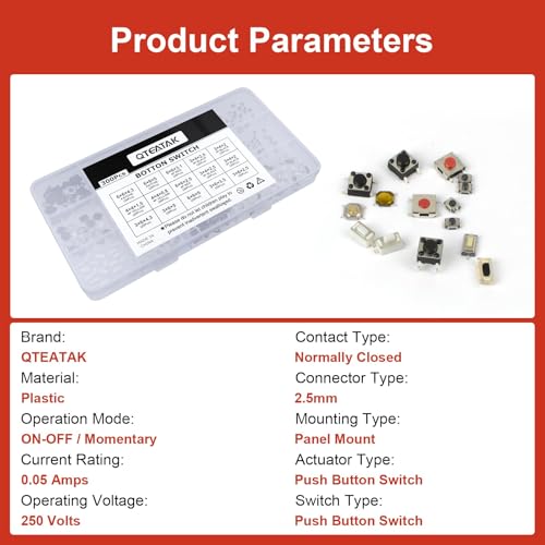 300 Pcs 15 Value Micro Momentary Tactile Switch Assortment Kit | Push Button Switch Set - style: 300 Pcs 15 Value