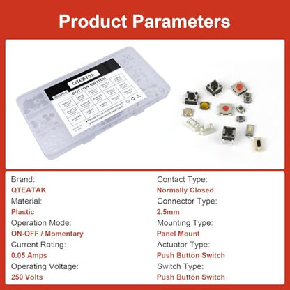 300 Pcs 15 Value Micro Momentary Tactile Switch Assortment Kit | Push Button Switch Set - style: 300 Pcs 15 Value