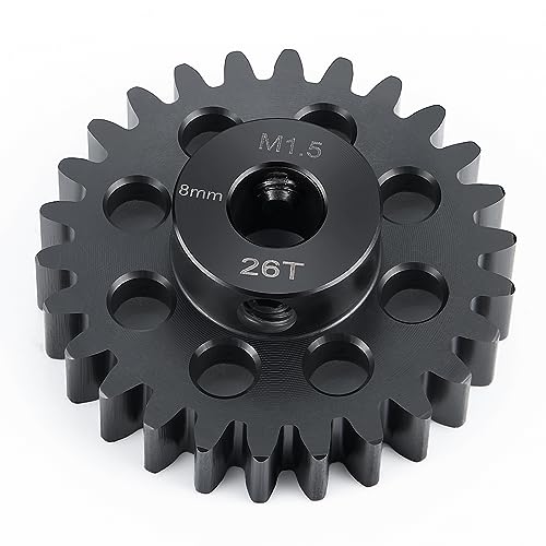 Mod 1.5 8mm Motor Gears 26T Steel Pinion Gear for 1:5 X Maxx 6S/8S | XRT 1/6 8S Monster 4WD 1/10 E-REVO Truck Upgrades - size: 26T