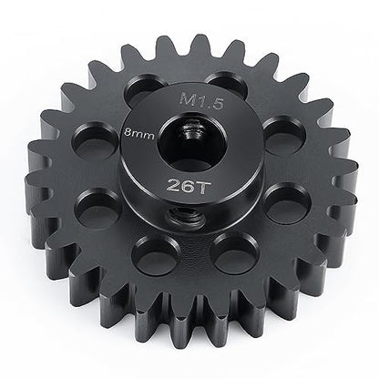 Mod 1.5 8mm Motor Gears 26T Steel Pinion Gear for 1:5 X Maxx 6S/8S | XRT 1/6 8S Monster 4WD 1/10 E-REVO Truck Upgrades - size: 26T