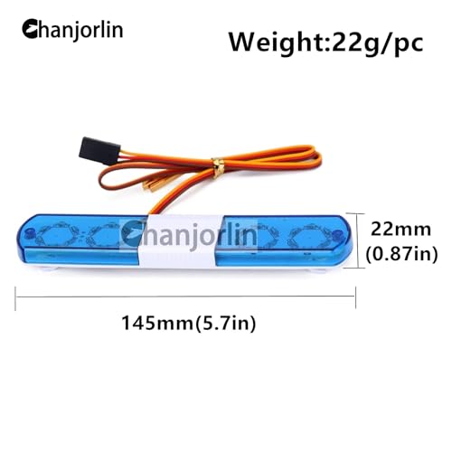 1/10 RC Car Simulation Police Lights Multi-Function Flash LED Lamp Nine Flashing Light Modes for 1/8 Crawler Off Road Rally Truck Cars HSP Traxxas Tamiya RC4WD Axial Arrma (Blue 145mm) - color: Blue 145mm