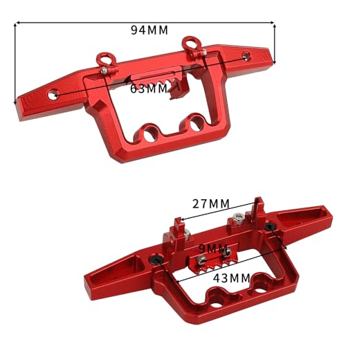 Front & Rear Bumper Aluminum for Traxxas 1/18 TRX4M TRX-4M Defender RC Crawler Car Upgrade Parts (red) - color: Red