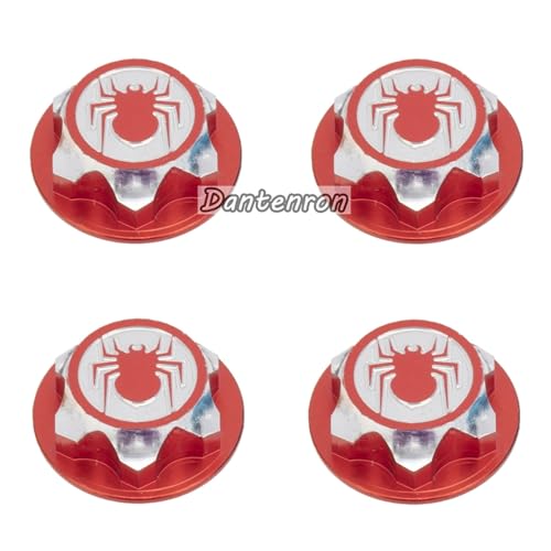 4PCS RC 17MM Hex Wheel Nut Dustproof Anti-Skid Mount Cap CNC Aluminum Compatible with 1/8 Buggy Off Road Monster Truck Car Traxxas X-Maxx Summit E-Revo HPI HSP Losi Kyosho Tamiya (Red) - color: Red