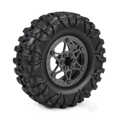 2.2 Beadlock Carbon Fiber Wheels Rims for 1/10 RC Crawler Cheater Rigs | Upgrade 4pcs,lightweight,beadlock no-glue design,For Capra SCX10 Pro TRX4 TF2 Element Enduro,improves climbing traction. - style: A