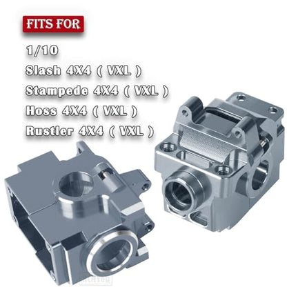 Transmission Case Gearbox Upgrades Part for 1/10 Slash/Stampede/Hoss/Rustler VXL 4X4,Aluminum Front Rear Transmission Case Gearbox Hops Ups,Titanium - color: Titanium - Upgrades