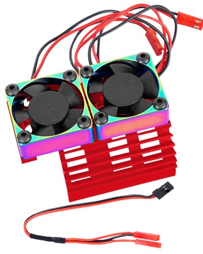 RC 30mm 28000rpm Twin Motor Fan with Metal Heatsink Brushless Motor Replacement Upgrades Part for 1/8 1/10 RC Car 540 550 F540 3650 3660 Motor.Motor Cooling Fans,Red(1PCS) - color: Red - (Rc Upgrades Part)