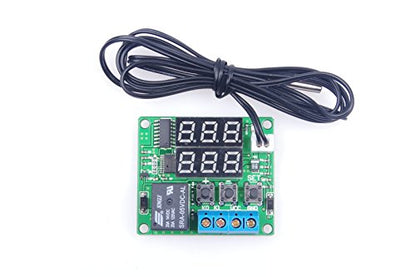 DC 5V Digital Thermostat Module -58℉ to 257℉ Fahrenheit Temp Display Temperature Controller Board with 20A Relay Waterproof Sensor Probe Dual LED Display Red Green