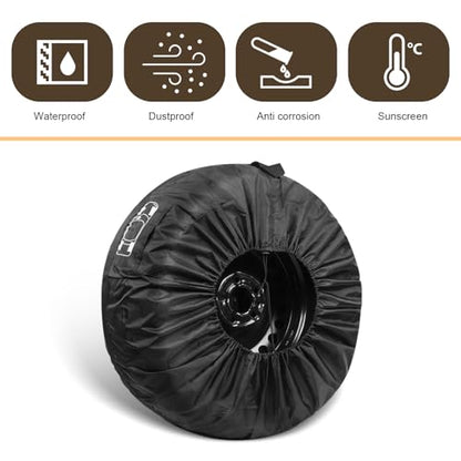 Eratus Spare Tire Cover, 31" Sun and Wear Protection Cover for All Seasons, Portable Foldable Tire Storage Accessory for 19 "-23" Tires with Handle and Tool Storage Bag, for Most Cars (Black #L)