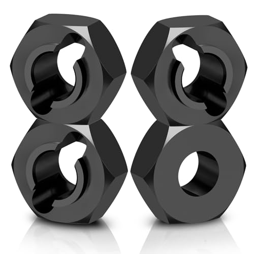 4Pcs Aluminum Wheel Hex Hubs Adapter RC Hex Combiner, Black | Upgrade Parts, For Losi 1/24 Micro-B 2WD, RC Car Buggy - color: Black