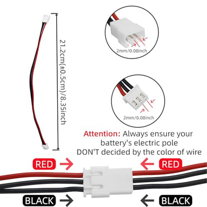 5PCS JST-XH 2S Balance Plug Extension Lead 22AWG Silicone Wire 200mm for RC Drone FPV Quadcopter Lipo Battery Charger DIY