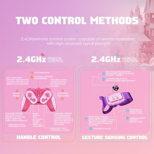 Pink Remote Control Car – 360° Rotation, Left/Right Side Crawl, Dual Mist Spray, LED Light Show, Auto Play Mode Remote Control Vehicle, RC Cars for Girls Toys for Ages 8-13 Kids, Boys Birthday Gift - color: Pink