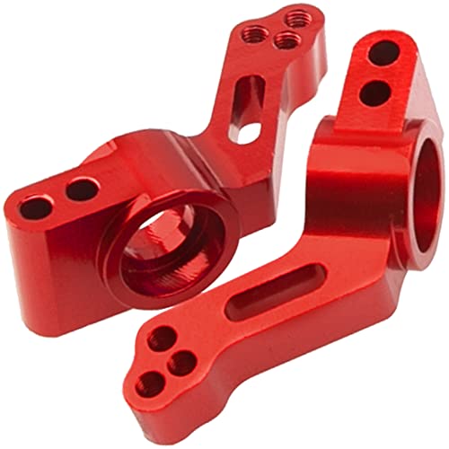 Metal Rear Stub Axle Carriers, C-Hubs Caster Blocks, Steering Blocks Compatible with 1/10 Traxxas Slash 2WD Stampede 2WD Rustler 2WD Nitro Slash RC Car Upgrade Part #3752 3736 3632 (Red) - color: Red