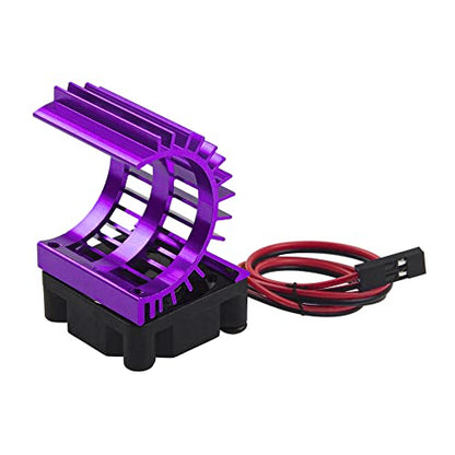 ShareGoo Aluminum 380 390 Motor Heatsink with Cooling Fan Electric Engine Heat Sink Compatible with HSP HPI Wltoys Himoto Redcat 1/16 1/18 RC Car (Purple) - style: Purple