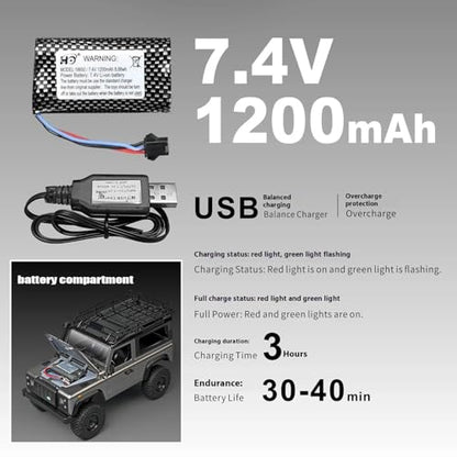 MN99S RC Rock Crawler, 1:12 Scale D90 Land Rover Defender 4WD Off-Road RC Truck with 3PCS 1200Mah Batteries, Upgraded 280 Motor 4-Link Suspension