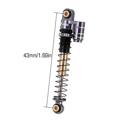 INJORA 43mm Aluminum Threaded Double Barrel Shocks for Axial SCX24 (Grey) - color: Titanium