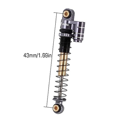 INJORA 43mm Aluminum Threaded Double Barrel Shocks for Axial SCX24 (Grey) - color: Titanium