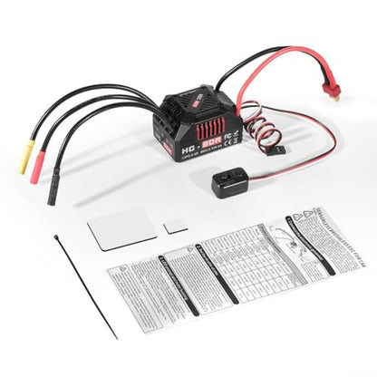 HG-80A 80A Sensorless Brushless ESC Waterproof Dustproof Design with Adjustable Brake and Throttle Settings for 1/10 Scale RC Buggy Truck On-Road Off-Road Models(C) - size: size:c