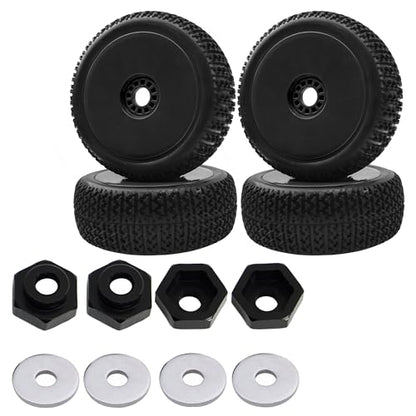 12mm to 17mm Metal Wheel Hex Adapter Converter & OD 4.52" 1/8 RC Buggy Rubber Tires Tyre w/Plastic Rim 17mm Hex
