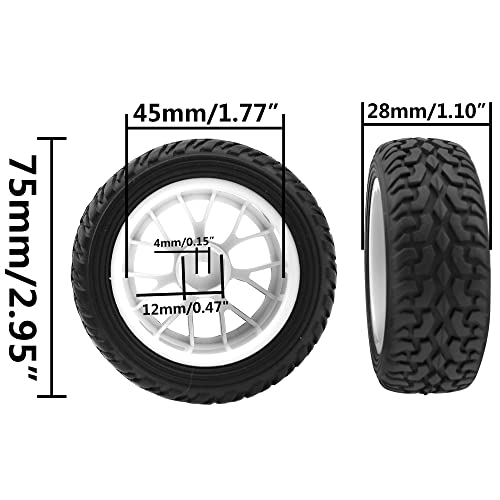 OD 75mm/2.95'' Rubber Tires & Plastic Wheel Rims 12mm Hex Compatible with Traxxas HSP Tamiya HPI Kyosho 1/10 On-Road Touring Racing Car,WLtoys 1/14 144001 RC Buggy (7-Spoke) - style: 7-Spoke