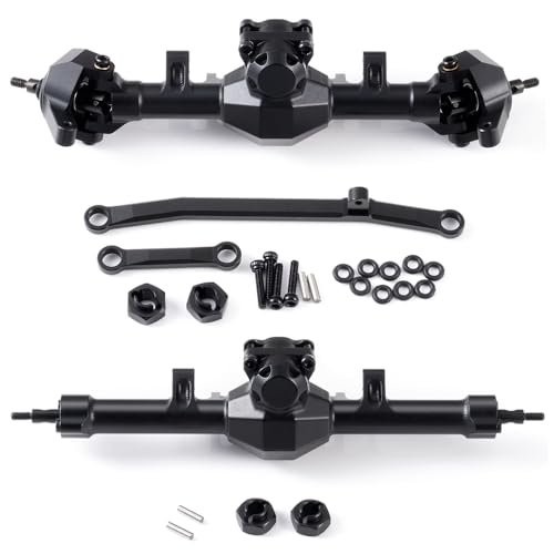 MOHERO +4mm SCX24 Front & Rear Complete Axles Set Extended for Axial SCX24 Deadbolt Bronco JLU C10 Gladiator Base Camp Power Wagon 1/24 RC Crawler Car Upgrade Parts - color: Extended