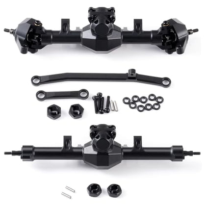 MOHERO +4mm SCX24 Front & Rear Complete Axles Set Extended for Axial SCX24 Deadbolt Bronco JLU C10 Gladiator Base Camp Power Wagon 1/24 RC Crawler Car Upgrade Parts - color: Extended