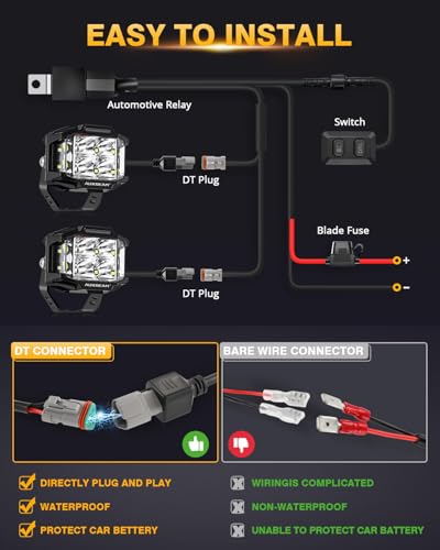 Auxbeam V-MAX Series 4'' 92W Cube LED Pod 270° Side Shooter Offroad Light | Spot Flood Combo Light Pod with DRL, 92W 8960LM,3 Lighting Modes, Amber Covers, 1Lux@476m, Auxiliary Ditch Light, Easy To Use - color: 4in Cube LED Pod