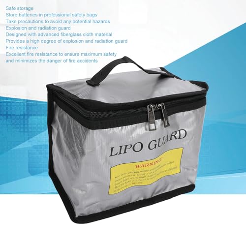 Fireproof Lipo Battery Bag with Hook and Loop Closure, Professional Storage for Safe Charging and Travel