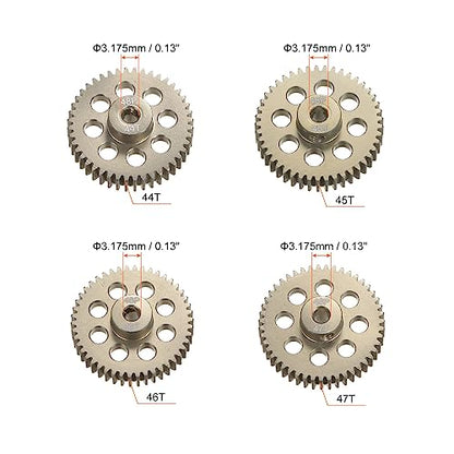 HARFINGTON 48P Hardened Pinion Motor Gear Set 4pcs 44T 45T 46T 47T Fit 1/8 inch RC Motor Shaft 48 Pitch 7075 Aluminum Gears for RC Car, with Hex Key - style: 44T 45T 46T 47T