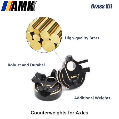 AMK SCX10 III Brass Kit 676g Metal Bumper Front Rear Set Diff Cover Front Rear Axle Housing Portal Steering Knuckle Caps for 1/10 RC Crawler Axial SCX10 Upgrades AR45P