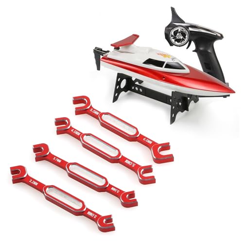 kingsea RC Car Wrench Aluminum Alloy Turnbuckle Nut Ball Joint Remover 3.0/3.2/3.5/3.7/4.0/5.0/5.5/6.0mm Universal Repair Tool Compatible with RC Car Boat RC Drone, Red - color: Red