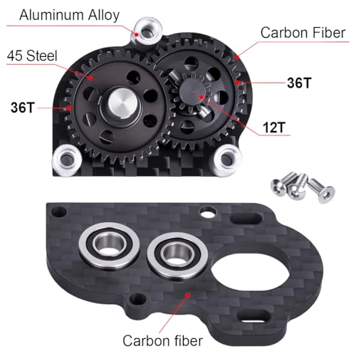 1/10 RC Crawler LCG Left Motor Gearbox Transmission, CNC Aluminum Housing | Complete Assembly, Carbon Fiber Plate, Precision Metal Gears, Low CG Design, Ready to Install