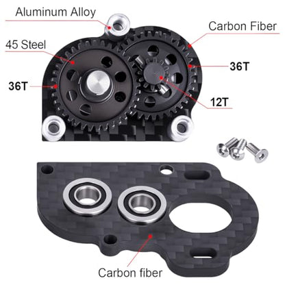 1/10 RC Crawler LCG Left Motor Gearbox Transmission, CNC Aluminum Housing | Complete Assembly, Carbon Fiber Plate, Precision Metal Gears, Low CG Design, Ready to Install