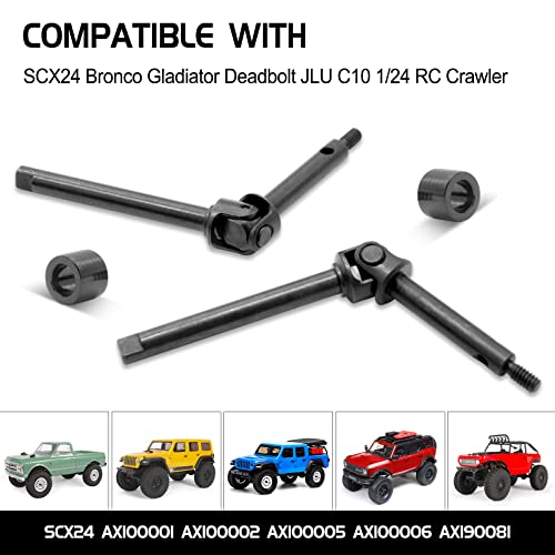 OGRC +4mm Front Steel Front Axle Drive Shaft CVD for SCX24 Upgrade Parts | Ujoint CVD Set for SCX24 C10/JLU/Bronco/Gladiator/Deadbolt Upgrades Parts - style: +4mm