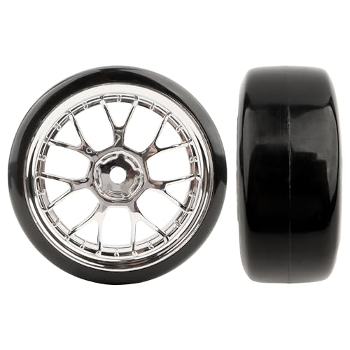 4 Pieces 1/10 Scale Hard Plastic RC Drift Cars On Road Touring Racing Tires Wheels Compatible with HSP Tamiya HPI Kyosho Redcat ExceedRC 1/10 On-Road Touring Car - color: Silver