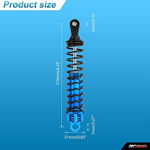 Aluminum Shocks Absorber Damper 122mm Oil Filled Adjustable for 1/8 Buggy Truck HPI HSP Losi Axial Tamiya RC Car Upgraded Hop-Up Parts(blue)