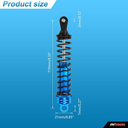 Aluminum Shocks Absorber Damper 122mm Oil Filled Adjustable for 1/8 Buggy Truck HPI HSP Losi Axial Tamiya RC Car Upgraded Hop-Up Parts(blue)