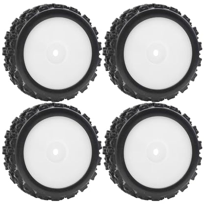 ShareGoo 72mm RC 1/10 On Road Rubber Tires & Wheel Rims 12mm Hex Compatible with Tamiya TT01 Kyosho Fazer Mk2 Traxxas 4Tec 2.0 HSP HPI 1/10 RC On Road Racing & Touring Car (White) - color: White